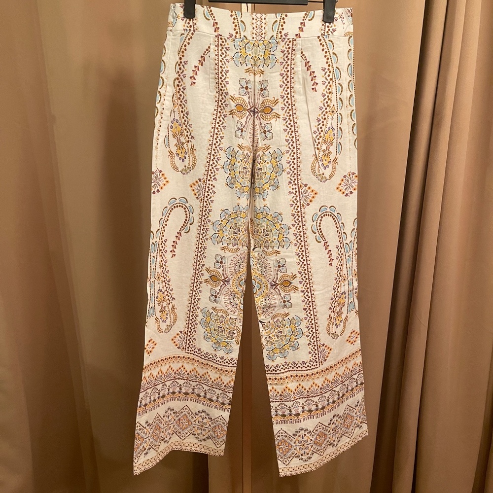 NEW! ZARA WOMAN PRINTED LINEN BLEND BLAZER + PANTS SET Size XS NWT! - Picture 10 of 15